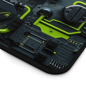 Neongrön Cyberpunk kretskortsskrivbordsmatta, Mecha-skrivbordsunderlägg, Sci-fi-musmatta, Laptopmatta för hårdvara, FPS-spel, Framtida industri, Stordator bild 4