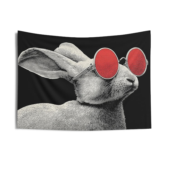 Cool Jazz Rabbit Tapestry, Funny Wall Decor, Neo Soul Wall Hanging