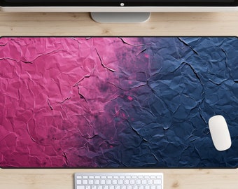 Abstract Paper Art Desk Mat, Trendy Workspace, Pink Desk Mat, Navy Blue Mousepad, Minimalist Desk Pad, Modern Desk Topper, Girly Desk, Blend