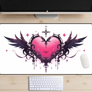 Tappetino da scrivania Regina di Cuori, Tappetino da scrivania Regno di Cuori, Tappetino da scrivania Cuore Rosa, Tappetino per mouse Spezzacuori, Spazio di lavoro alla moda, Tappetino da gioco con le carte TCG