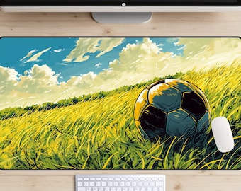 Soccer Ball in a Field Desk Mat, Soccer Desk Pad, Futebol Mousepad, Futbol Desk Topper, Sports Laptop Mat, Beautiful Game, Athlete Gift