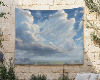 Cloudscape Tapestry, Big Clouds Wall Hanging, Sky Background Cloth, Blue Tapestries, Puffy Clouds Wall Art, Windy Day Wall Decor, Big Sky