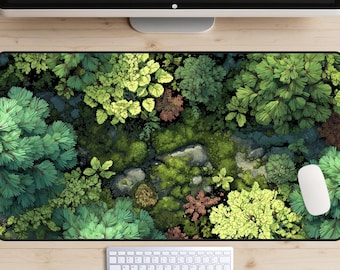 Forest Floor Desk Mat, Moss Desk Pad, Woodlands Desk Topper, Nature Aesthetic Laptop Mat, Cozy Garden Mousepad, Green Woods Desk Mat