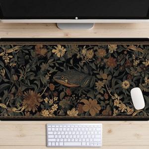 Bullfrog Tapestry Desk Mat, Frog Desk Pad, Medieval Wall Art Desk Topper, Castle Decor Mousepad, Cottagecore, Witchy Laptop Mat, Fantasy