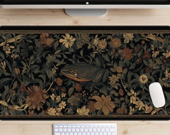 Bullfrog Tapestry Desk Mat, Frog Desk Pad, Medieval Wall Art Desk Topper, Castle Decor Mousepad, Cottagecore, Witchy Laptop Mat, Fantasy
