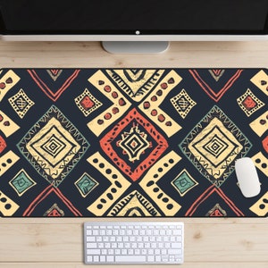 Äthiopische Schreibtischmatte, Boho Schreibtischmatte, Laptop-Matte, Azteken-Schreibtischunterlage, Maya-Schreibtischunterlage, Afrikanische Spielmatte, trendiger Arbeitsplatz, trendiger Arbeitsplatz