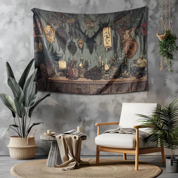 TODAYFUL インテリア Ortega Tapestry 雑貨 Nordic Witch Tapestry, Viking Witchcraft Wall Hanging, Norse Seer