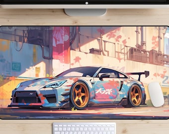 Graffiti Racer Desk Mat, Car Desk Pad, Race Car Desk Topper, Import Tuner Mousepad, Drift Laptop Mat, Drifting, Car Lover Gift, Automotive