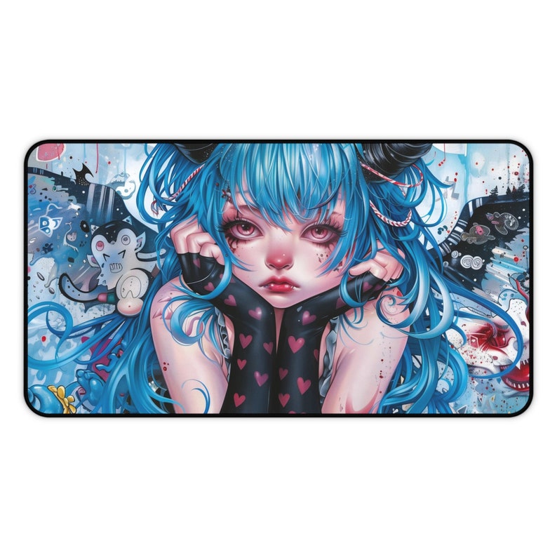 Devils Desk Devil Girl Desk Mat, Oni Anime Girl Desk Pad, Cute Kawaii Mousepad ...