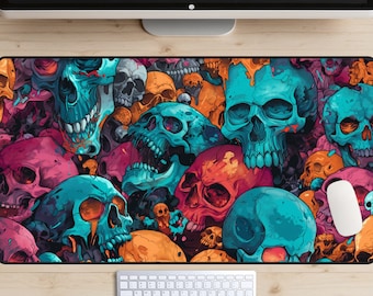 Melting Skulls Desk Mat, Skull Deskmat, Skeleton Mousepad, Medieval Desk Topper, Horror Laptop Mat, Gaming Mousepad, Occult Desk Pad, Unique