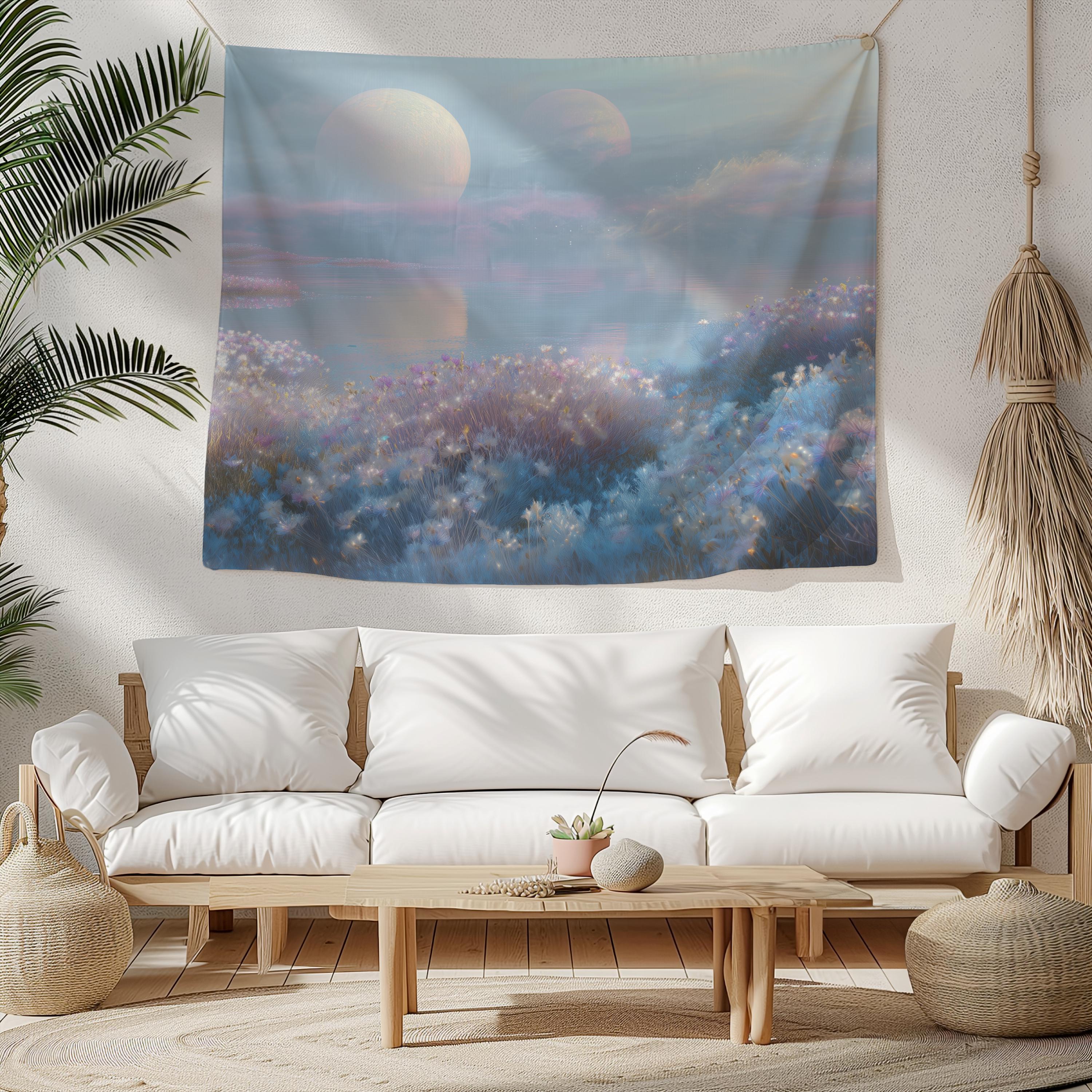beamsトムボニア　壁掛け　絵 Dreamcore 風景タペストリー、幻想的な虹色の壁掛け、シュールな宇宙