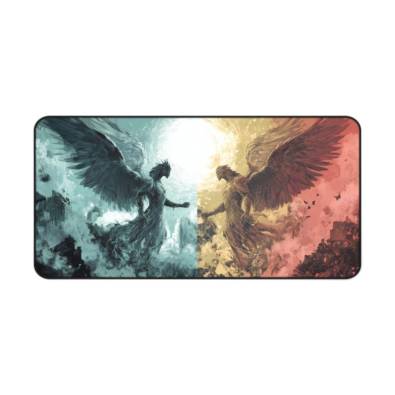 Mat Angels A Battle Between Light and Dark Desk Mat, Angels Desk Pad, Good Vs Evil ...
