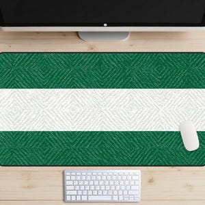 Bureaumat groen blok, muismat geometrische diamant, moderne preppy bureaumat, kantoorinrichting met structuurpatroon, verfijnde werkopstelling