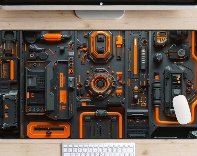 Cyberpunk Circuit Board Desk Mat, Mecha Desk Pad, Sci-fi Mousepad, Division Desk Topper, Hardware Laptop Mat, FPS Gaming, Future Industrial