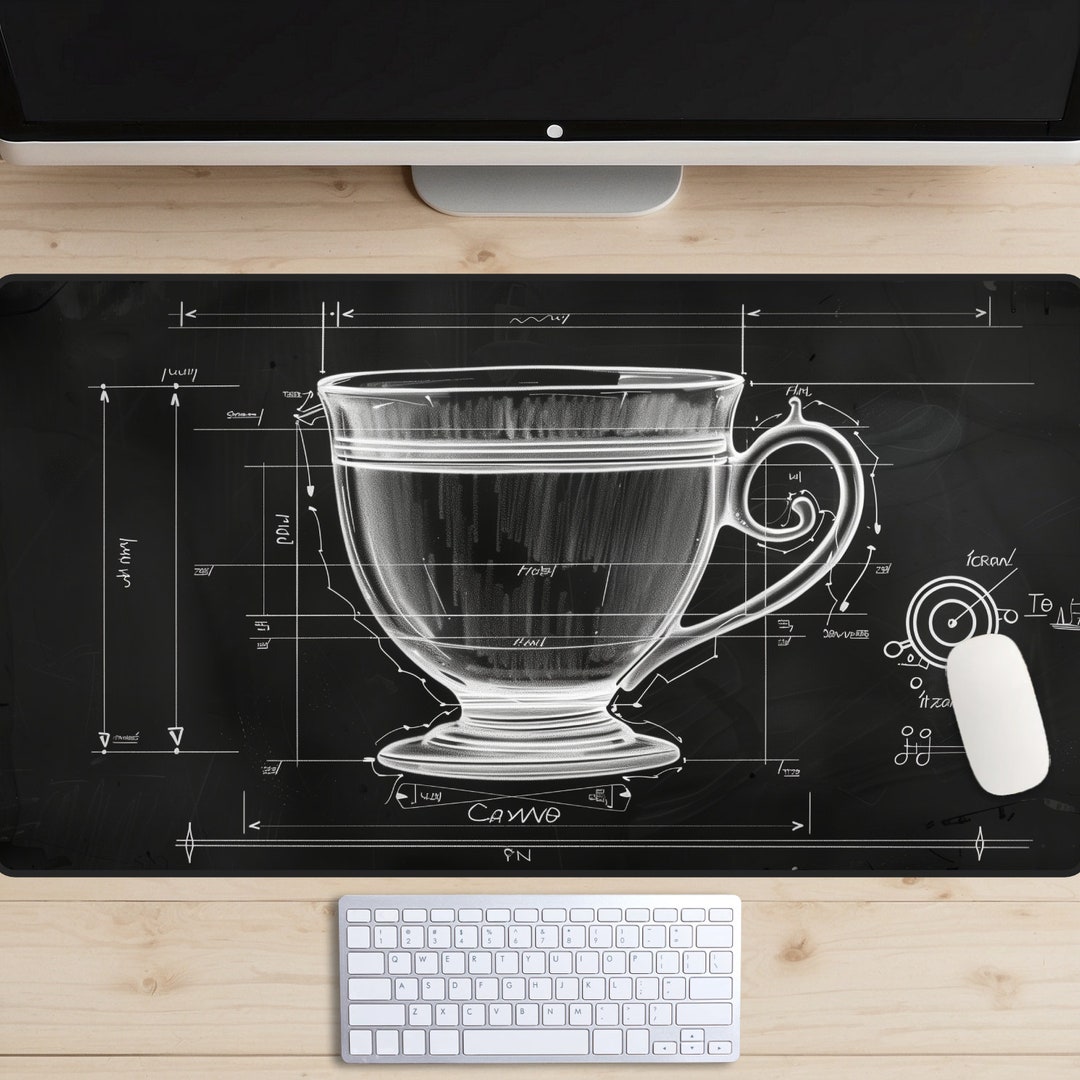 Coffee Cup Schematic Desk Mat, Coffee Lover Desk Pad, Tea Mousepad ...