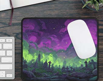 Spooky Graveyard Desk Mat, Pastel Goth Gaming Decor