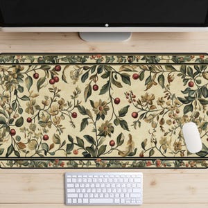 Cherry Branches Tapestry Desk Mat, Cherries on a Tree Desk Pad, Medieval Castle Decor, Cottagecore, Antique Desk Topper, Vintage Floral
