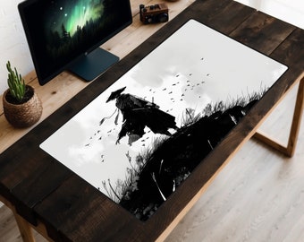 Samurai Serenity Desk Mat, Japanese Desk Pad, Japan Desk Decor, Fantasy Mousepad, MTG Play Mat, Game Table Decor, Office Decor, Warrior