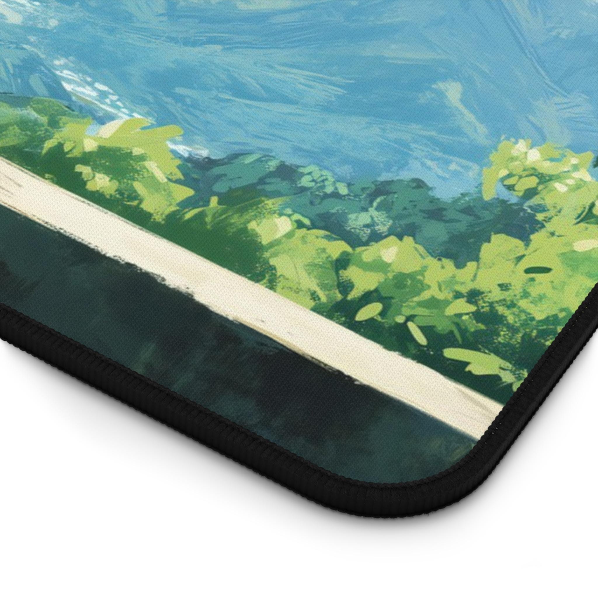 Bonsai Tree Desk Mat, Japanese Landscape Desk Pad, Green Trees Desk ...