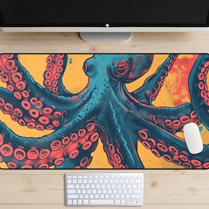 Octopus Desk Mat, Octopi Desk Pad, Tentacles Desk Topper, Ocean Life Mousepad, Tentacle Laptop Mat, Sea Creatures, Gamer Gift, Gaming Setup