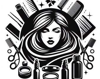 Logo de salon de coiffure personnalisé en noir et blanc