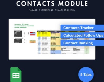 Networking Tracker Google Sheets | Contact Tracker CRM Template | Relationship & Follow-Up Organizer