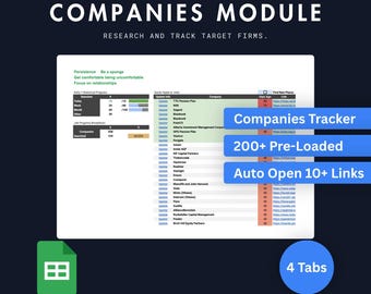 Company Tracker Google Sheets | Job Search Organizer Spreadsheet for Target Companies & Career Planning