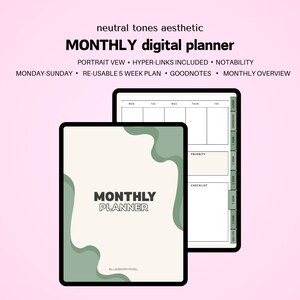 Planificador Digital Mensual / Plantillas Semanales / Planificador Mensual Digital / Planificador iPad / Planificador Digital iPad / Planificador Mensual Reutilizable / PDF