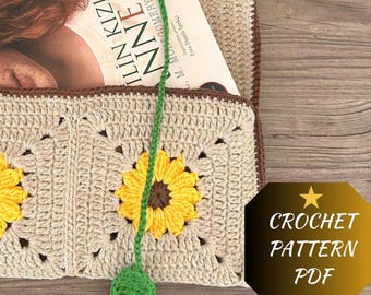 Sunflower Crochet Book Sleeve Pattern: DIY E-Reader Cover (PDF Download)