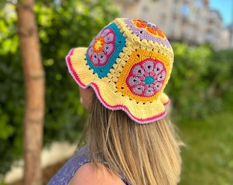 Handmade Crochet Bucket Hat - All Season,stylish Festival