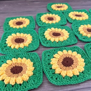 Collection de tournesols faits main à faire soi-même - Kit sac et couverture au crochet, patchs carrés grand-mère