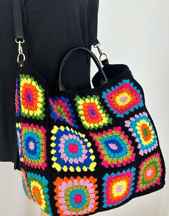 Borsa da weekend all'uncinetto di ispirazione vintage: borsa boho