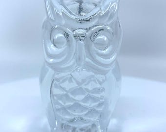 Vintage Viking Glass Owl Figurine With Original Sticker, MCM Collectible Art Glass Owl, Retro Owl Figure Paperweight, Handmade Glass Gift