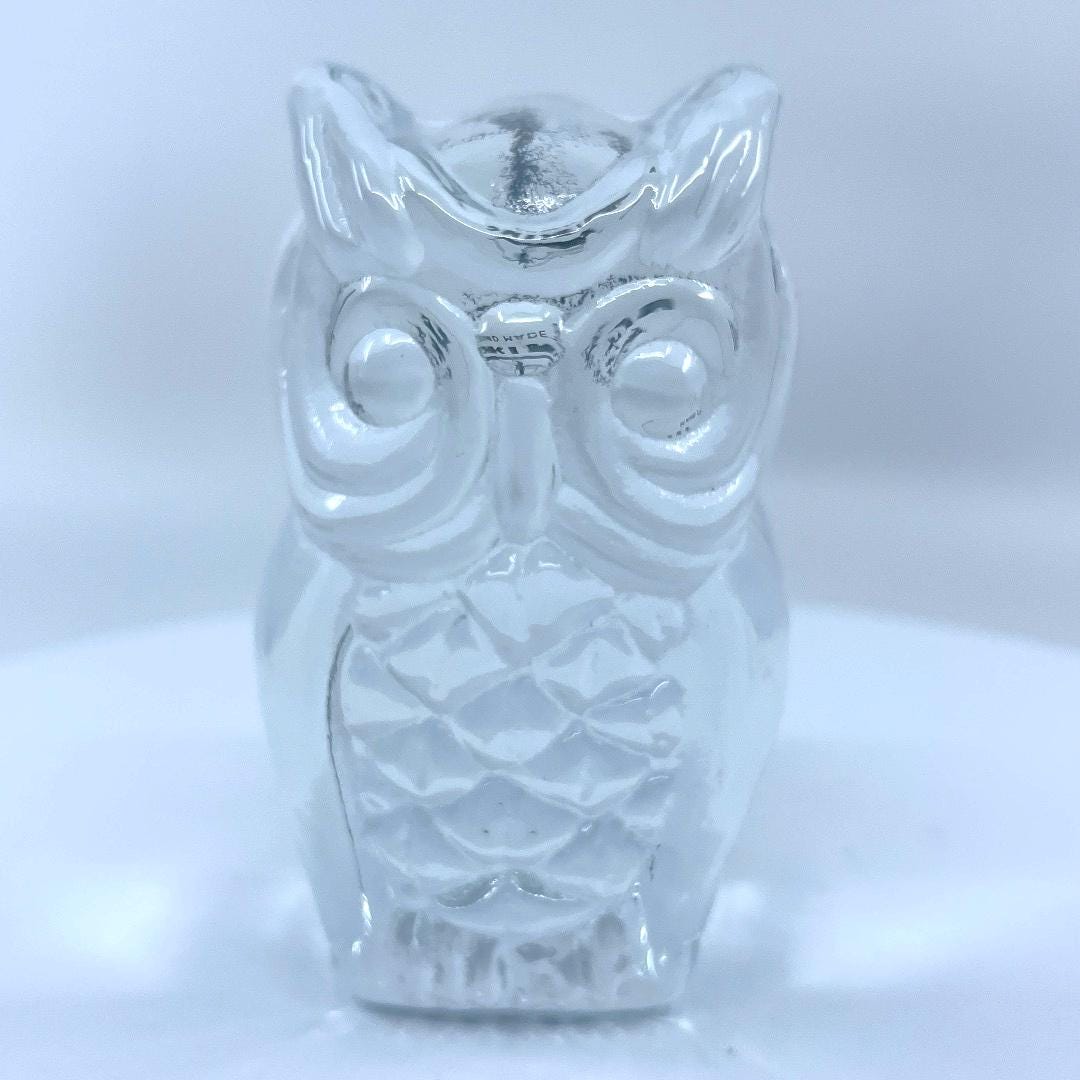 Vintage Viking Glass Owl Figurine With Original Sticker, MCM Collectible Art Glass Owl, Retro Owl Fi