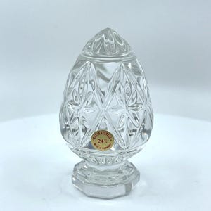 Vintage Bleikristall Clear Cut Crystal Glass Egg Figure 3&quot; Paperweight, 24% German Lead Crystal Glass Egg Figurine, Original Sticker Gift
