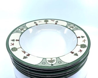 Christian Dior Le Jardin Soup/Pasta Bowl, La Collection Table d’Amis, Fine Porcelain Floral Dinnerware, Vintage Dior Tableware, 6 Available