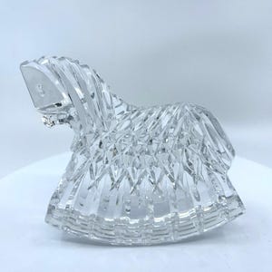 Vintage Waterford Rocking Horse Paperweight, Irish Cut Crystal Figurine, Collectible Glass Nursery Decor, Unique Baby Shower Gift Keepsake