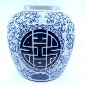 Vintage Porcelain Bombay Blue & White Asian Inspired Table Vase, Floral Design Classic Home Decor, Elegant Chinese Style Accent Piece, Gift