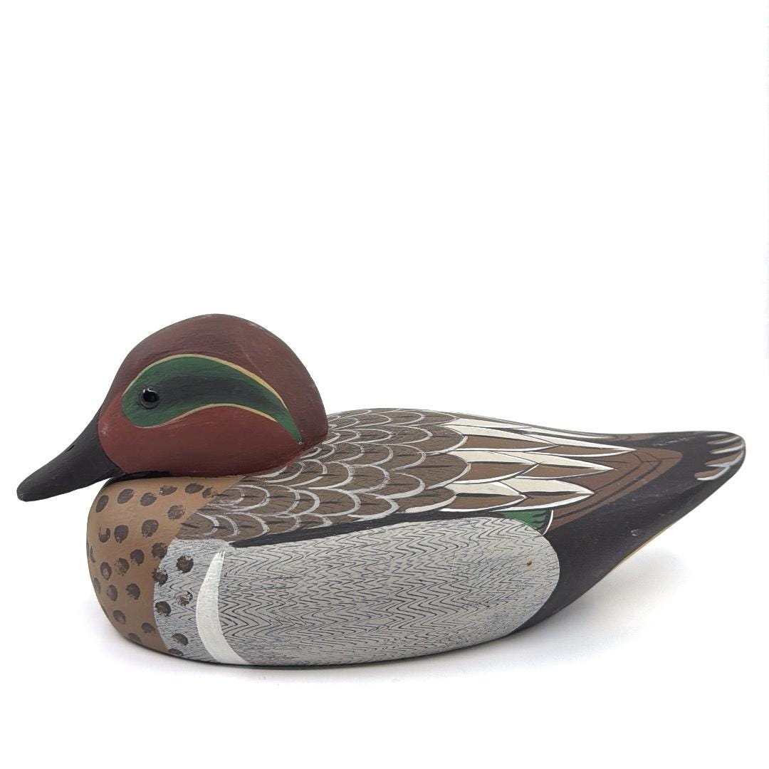 Hand-painted Green Wing Teal Duck Decoy Signed J. Seibert - Hand-carved ...
