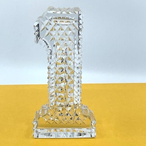 Vintage Waterford Crystal Number One Paperweight, Irish Cut Full Lead Crystal #1 Sculpture, Collectible Glass Desk Decor, Unique Gift Idea