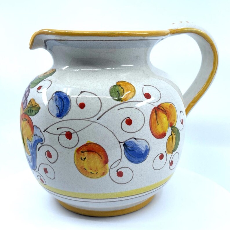 Rustic Mod Grape Vintage Deruta MOD Italian Ceramic Pitcher, Hand-painted Grapes & Fruit ...