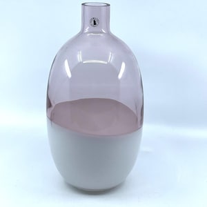 Vintage 1999 IKEA Formlig Pink & White Two-Tone Glass Bottle Vase,Scandinavian Art Glass, Swedish Mid-Century Retro Design,Scandi Home Decor
