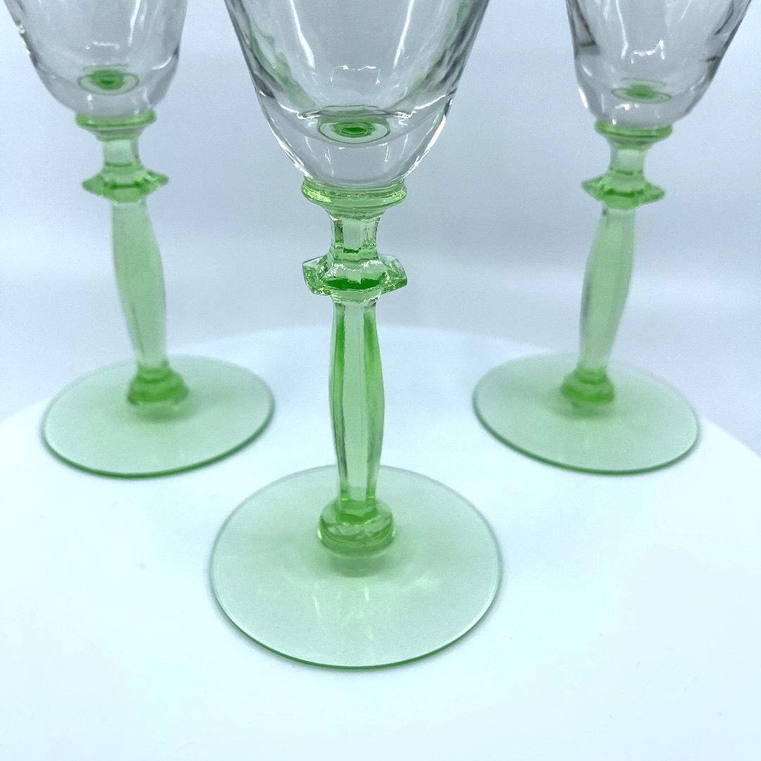 Vintage Green Depression Glassware Uranium Vaseline Glow Glass