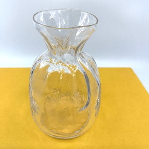 Mid-Century Handcrafted Sea Glasbruk Kosta Sweden Clear Glass Cinched Bag Vase, Vintage Scandinavian Art Glass, MCM Retro Decorative Vase