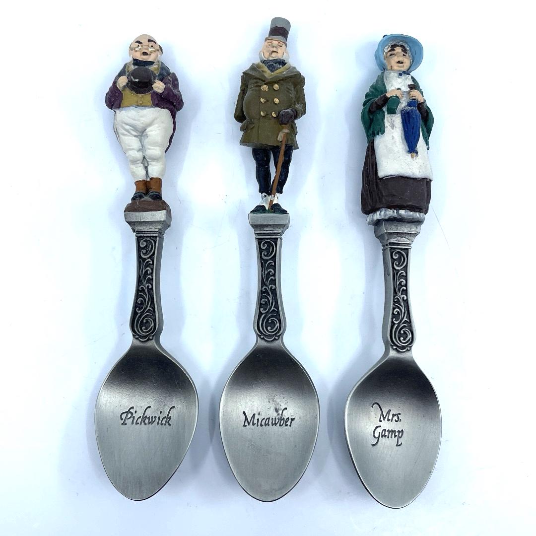 Vintage Franklin Mint Charles Dickens Pewter Spoon Collection