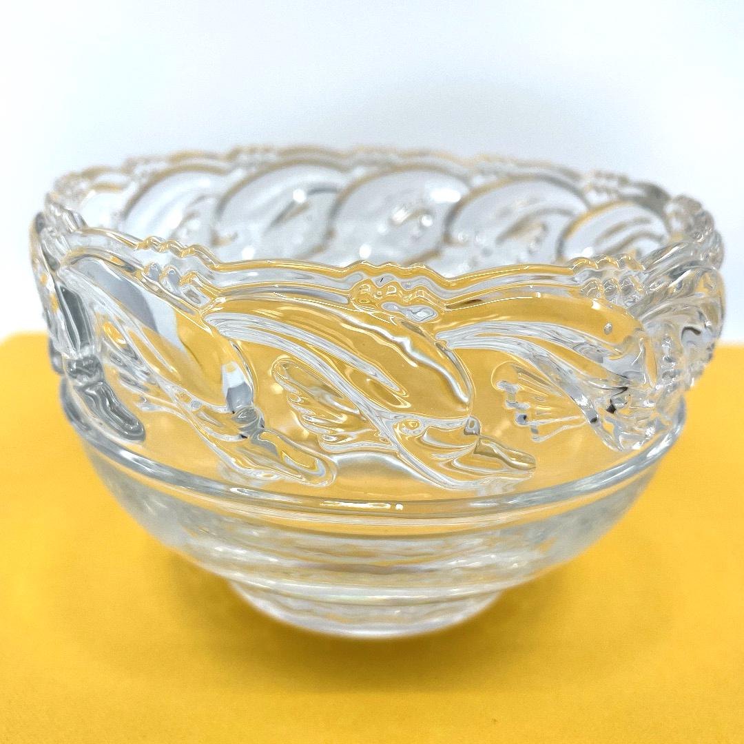Vintage Tiffany & Co. Crystal Clear Glass Dolphin Bowl,1980