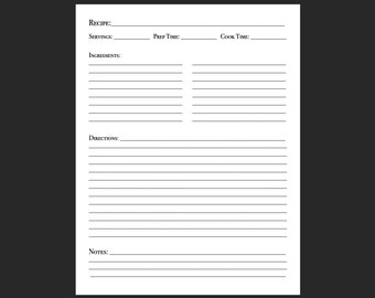 Recipe Page Template - Normal Font