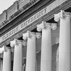 Clemson University Sikes Hall Black and White Photography Wall Art