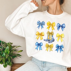 Sudadera unisex con lazo coqueto, FFA, agricultura, granja, azul y dorado, estampado frontal