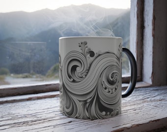 Tasse à motif de couleur neutre Tasse à café 3D au design moderne Tasse à café élégante